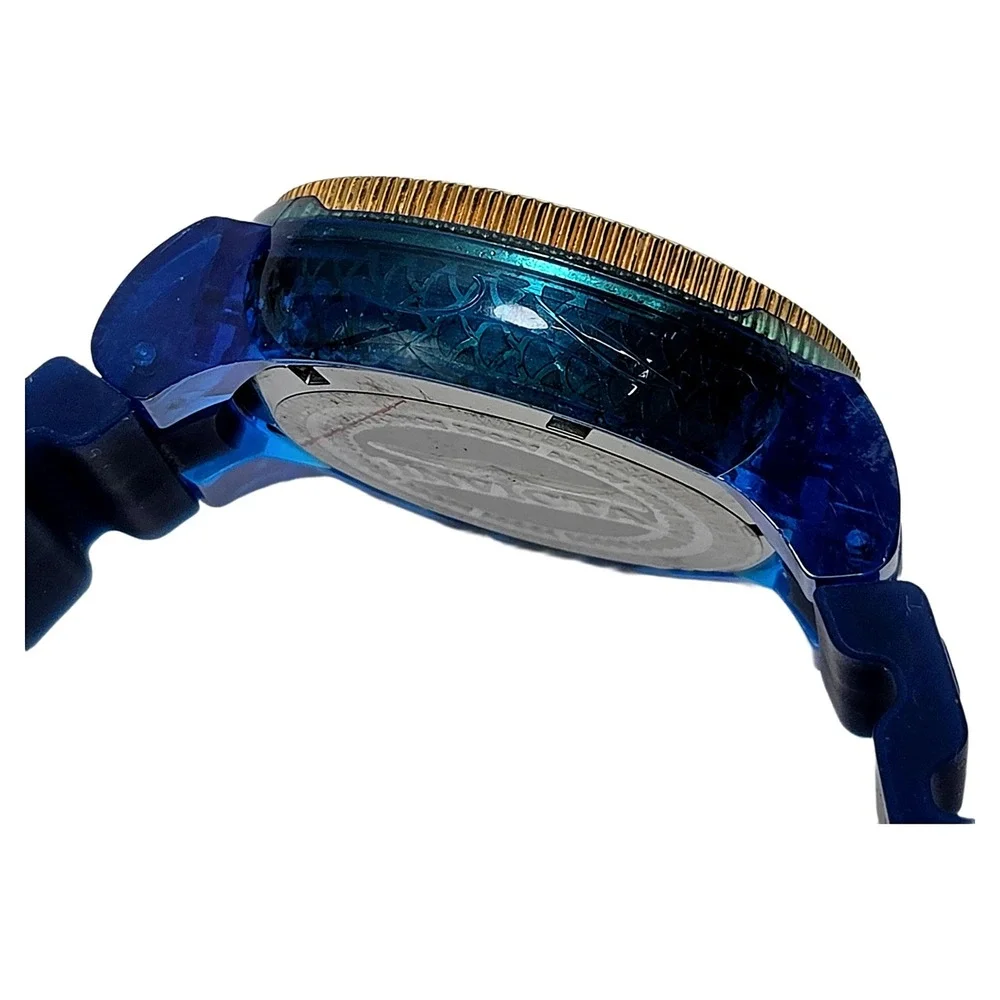Invicta 35234 Blue Gold Watch 36mm Silicone Sport Accessory Excellent Condition